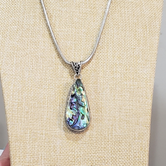Abalone Shell gemstone, 925 silver, Pendant Necklace - Picture 4 of 12